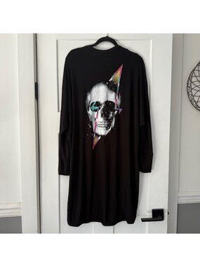 NEW Torrid 'Love Sick' Black Duster Open Cardigan w/ Skull Graphic Back Size 0